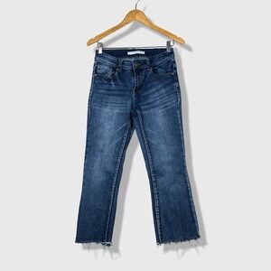 9th & Main Jeans Women 4 Blue Raw Hem Cropped Flare Denim Boho Casual